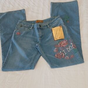 NWT But Vintage An For Me Numbered 105/500 Handpainted "I DO?" JEANS 28